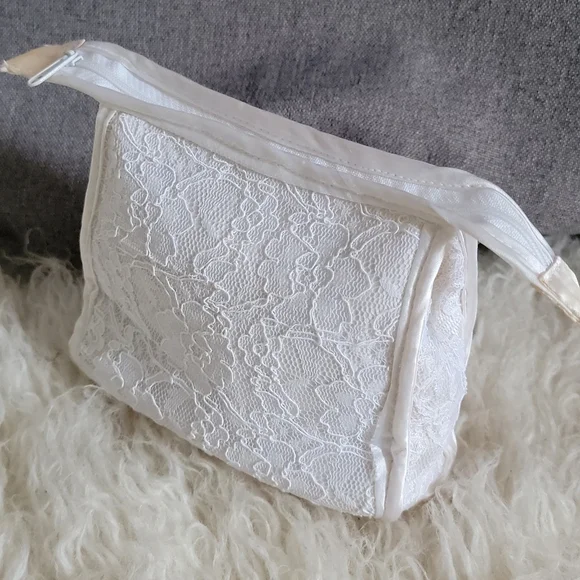 Vintage Jessica Mcclintock Embroidered Lace Zippered Pouch Small Bridal Clutch - Picture 3 of 12